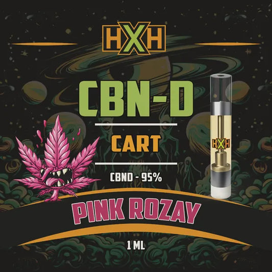 1 x CBND Пълнител Вейп от HempXHub, съдържащ 1ml с 95% CBND и терпенов аромат на Pink Rozay, аромат на роза за релаксиращ ефект ефект.