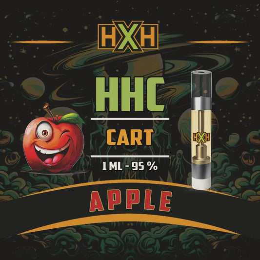 1 x HHC Пълнител Вейп от HempXHub, съдържащ 1ml с 95% и терпенов аромат на Ябълка, сладко плодов за Спокойна еуфория ефект.