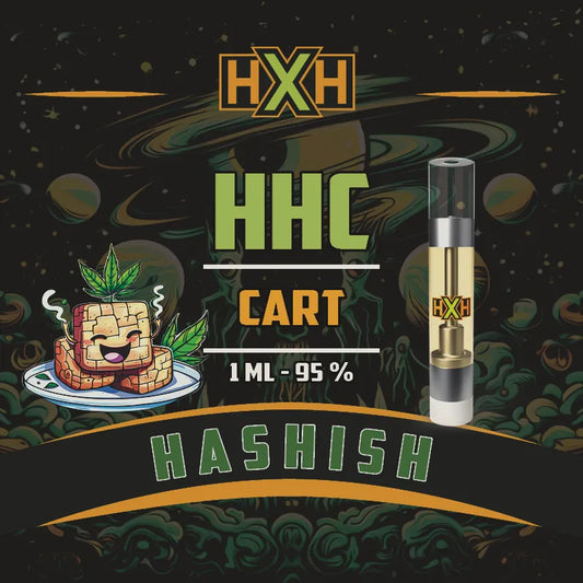 1 x HHC Пълнител Вейп от HempXHub, съдържащ 1ml с 95% и терпенов аромат на Hashish, земен аромат за Психоактивен, релаксиращ ефект.