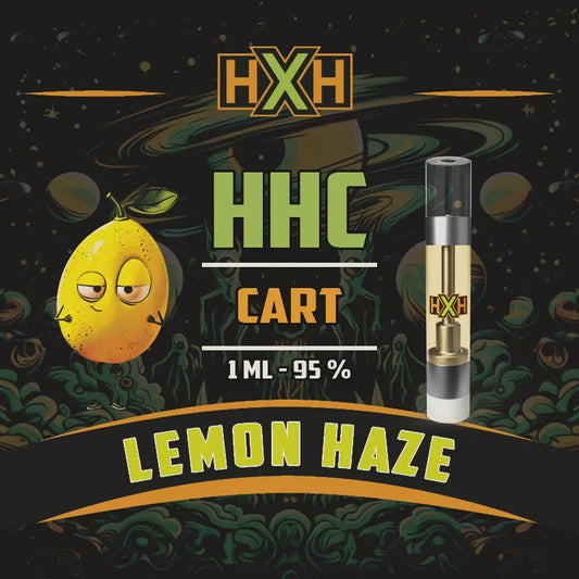 1 x HHC Пълнител Вейп от HempXHub, съдържащ 1ml с 95% и терпенов аромат на Lemon Haze, аромат на лимон за вдигащ, релаксиращ ефект.