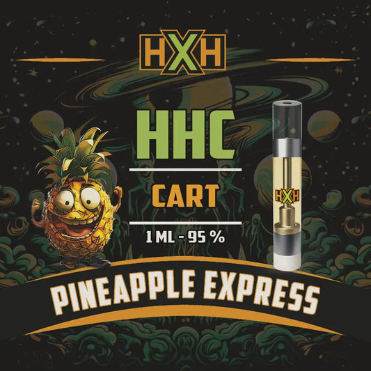 1 x HHC Пълнител Вейп от HempXHub, съдържащ 1ml с 95% и терпенов аромат на Pineapple Express, аромат на сладък ананас за ободряващ, креативен ефект.