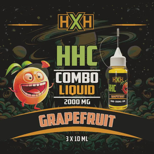 1 x HHC Вейп Течност Grapefruit от HempXHub, съдържащ 10ml с 95% и терпенов аромат на Grapefruit, аромат на грейпфрут за ментално успокояващ ефект.